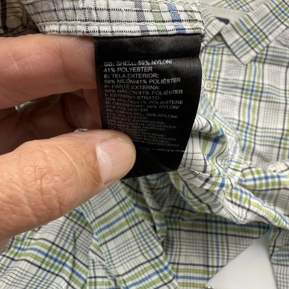 The North Face Shirt Mens S White Green Plaid Short Sleeve Hiking Button Down